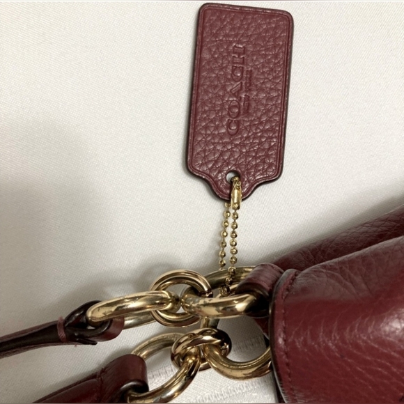 Coach Lexy In Leather Wine Soft Pebbled Leather Three Compartment Double Strap - Picture 15 of 15